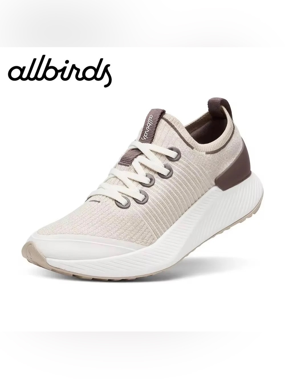 Allbirds Size 10 Men’s Tree Gliders Knit Sneakers in Natural White/Beige
